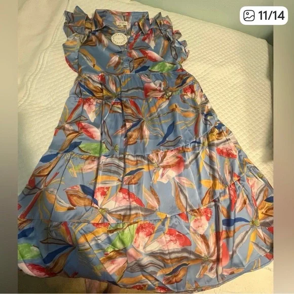 Umgee Light Blue Floral Maxi Dress with Multicolor Print Medium/large - Picture 11 of 11